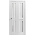 Sartodoors Solid French Door 32 x 96in, Quadro 4445 Nordic White W/ Frosted Glass, Sgl Panel Frame Trim QUADRO4445ID-NOR-3296